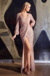 Formal Dresses Long Sleeve Formal Sequin Dress Rose Gold