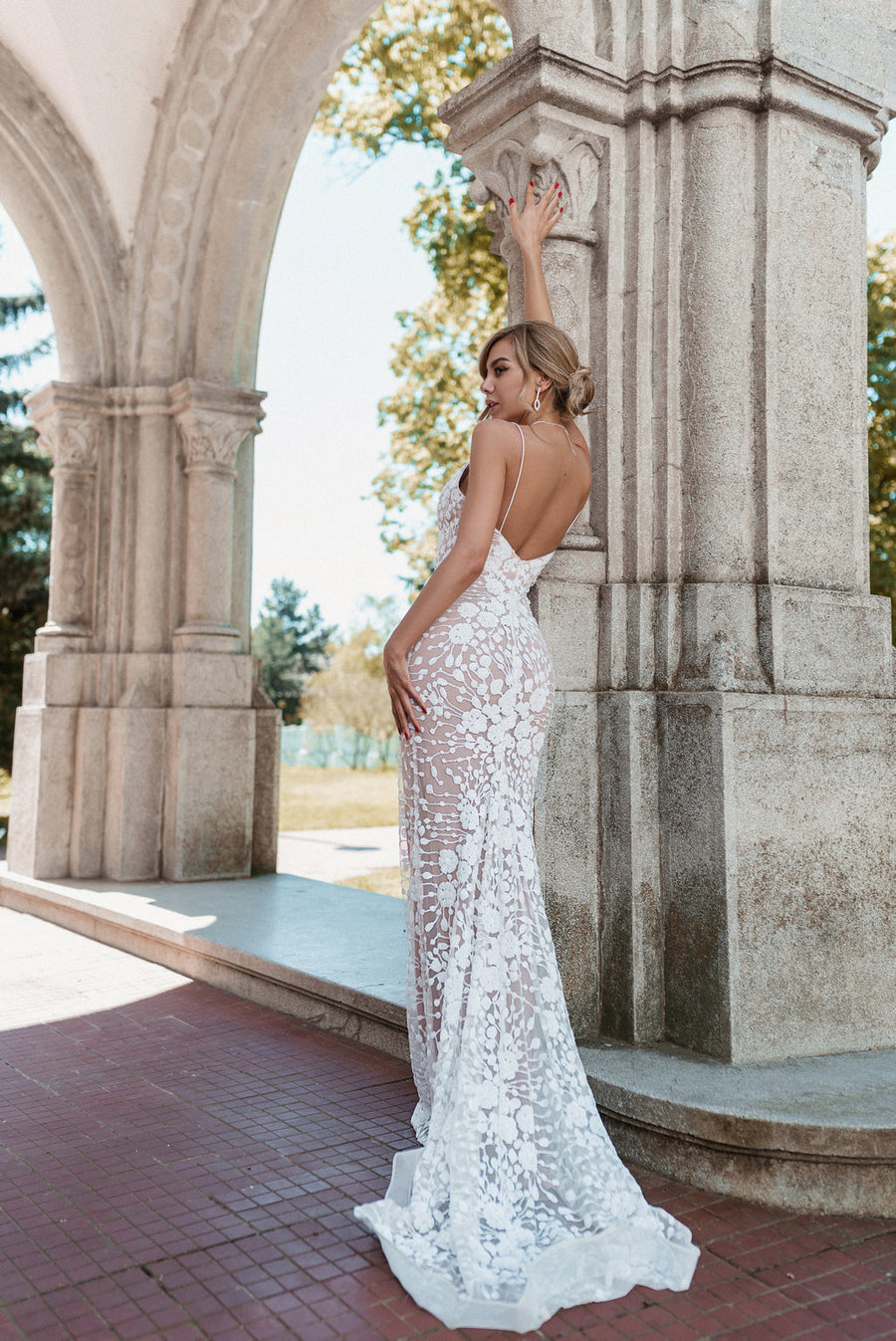 Wedding Dresses Long Sequin Wedding Dress White/Nude