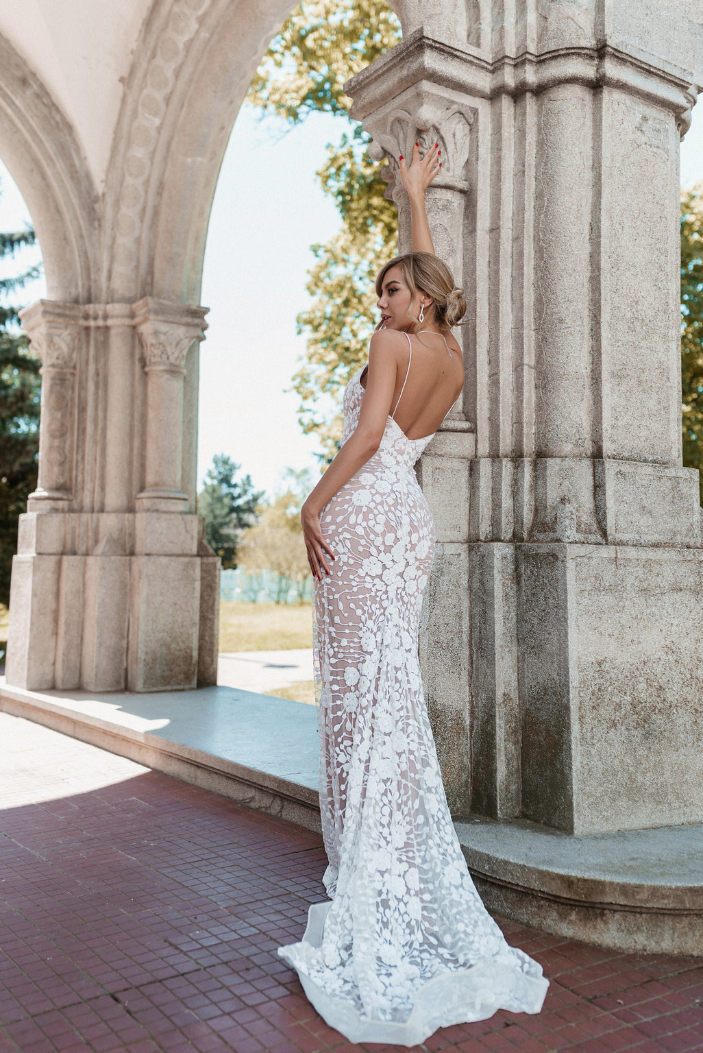 Wedding Dresses Long Sequin Wedding Dress White/Nude