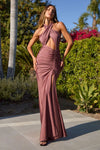 Prom Dresses long Fitted Halter Evening Gown Deep Mauve