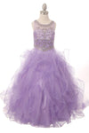 Beaded Layered Organza Gown Flower Girl Dress - The Dress Outlet Cinderella Couture