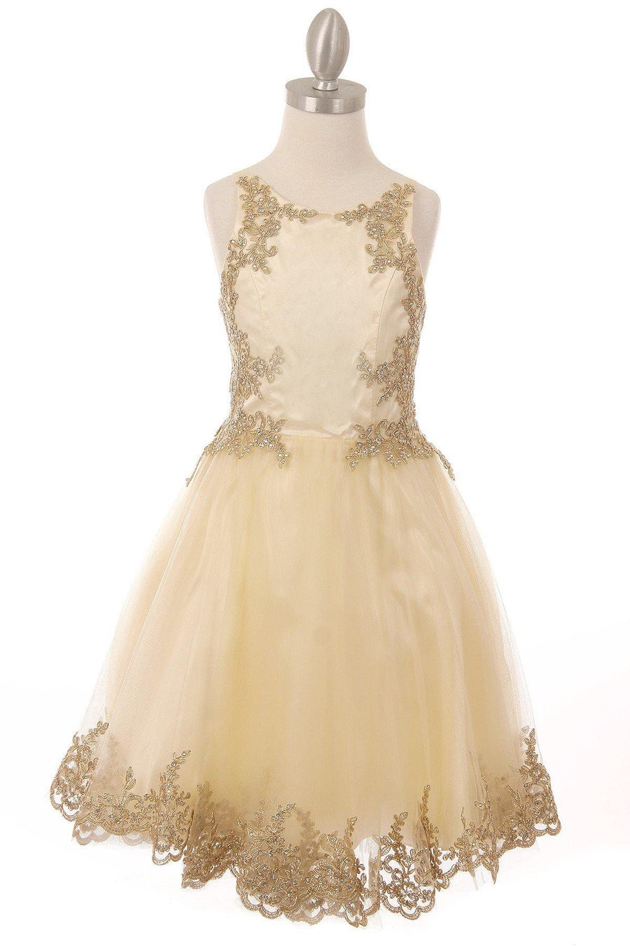 Beaded Sequin Short Flower Girl Dress - The Dress Outlet Cinderella Couture