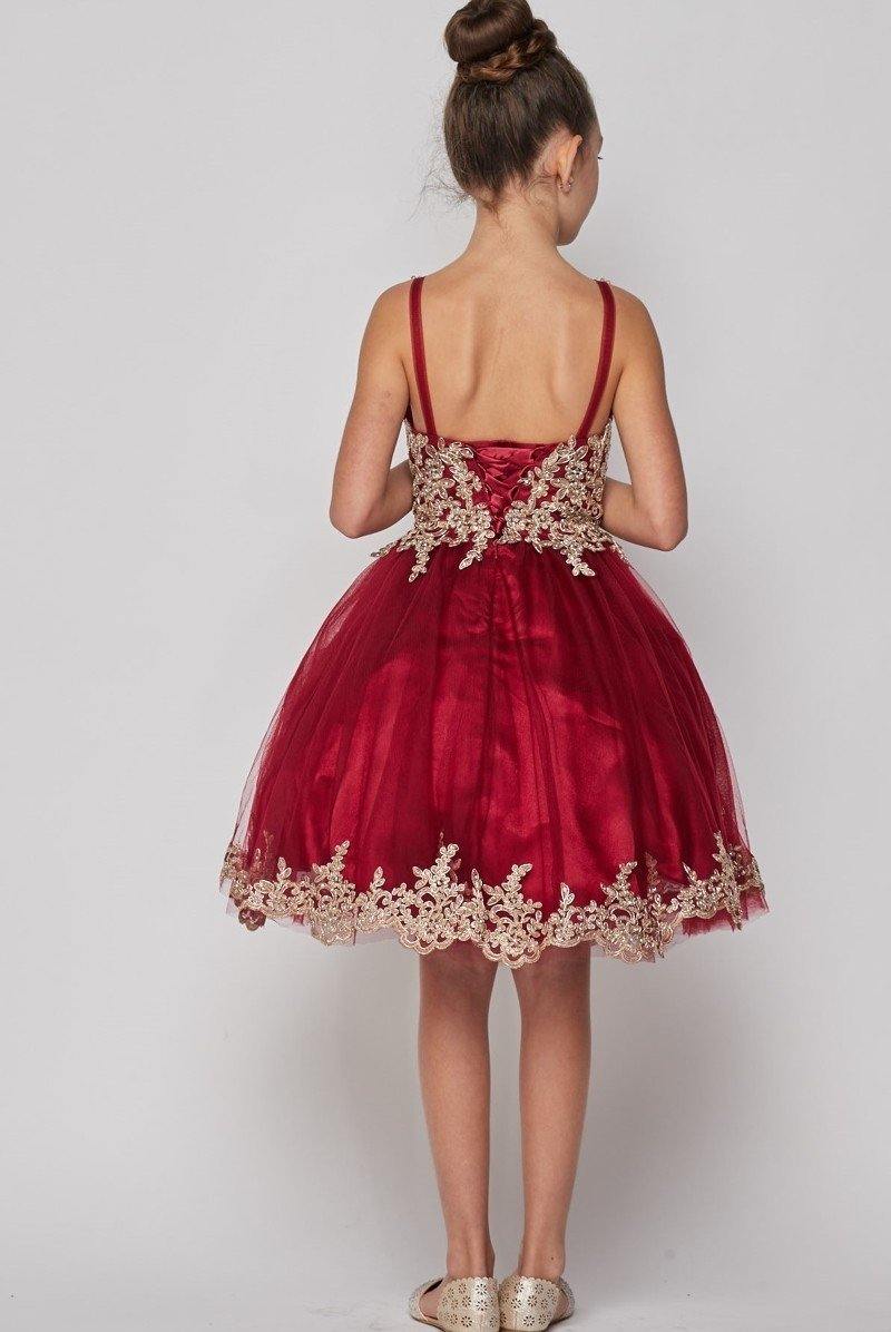 Beaded Sequin Short Flower Girl Dress - The Dress Outlet Cinderella Couture