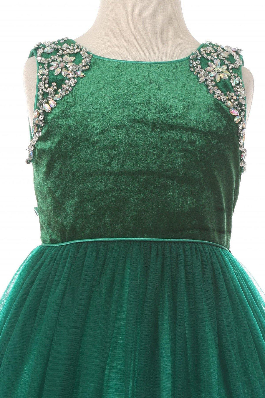 Beaded Velvet and Tulle Dress Flower Girl - The Dress Outlet Cinderella Couture