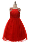 Beaded Velvet and Tulle Dress Flower Girl - The Dress Outlet Cinderella Couture