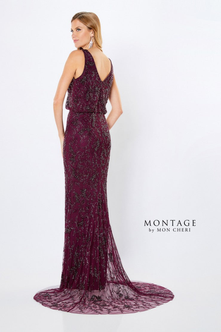 Formal Dresses Long Beaded Blouson Formal Dress Wine