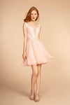 Blush Sleeveless Prom Short Dress - The Dress Outlet Elizabeth K