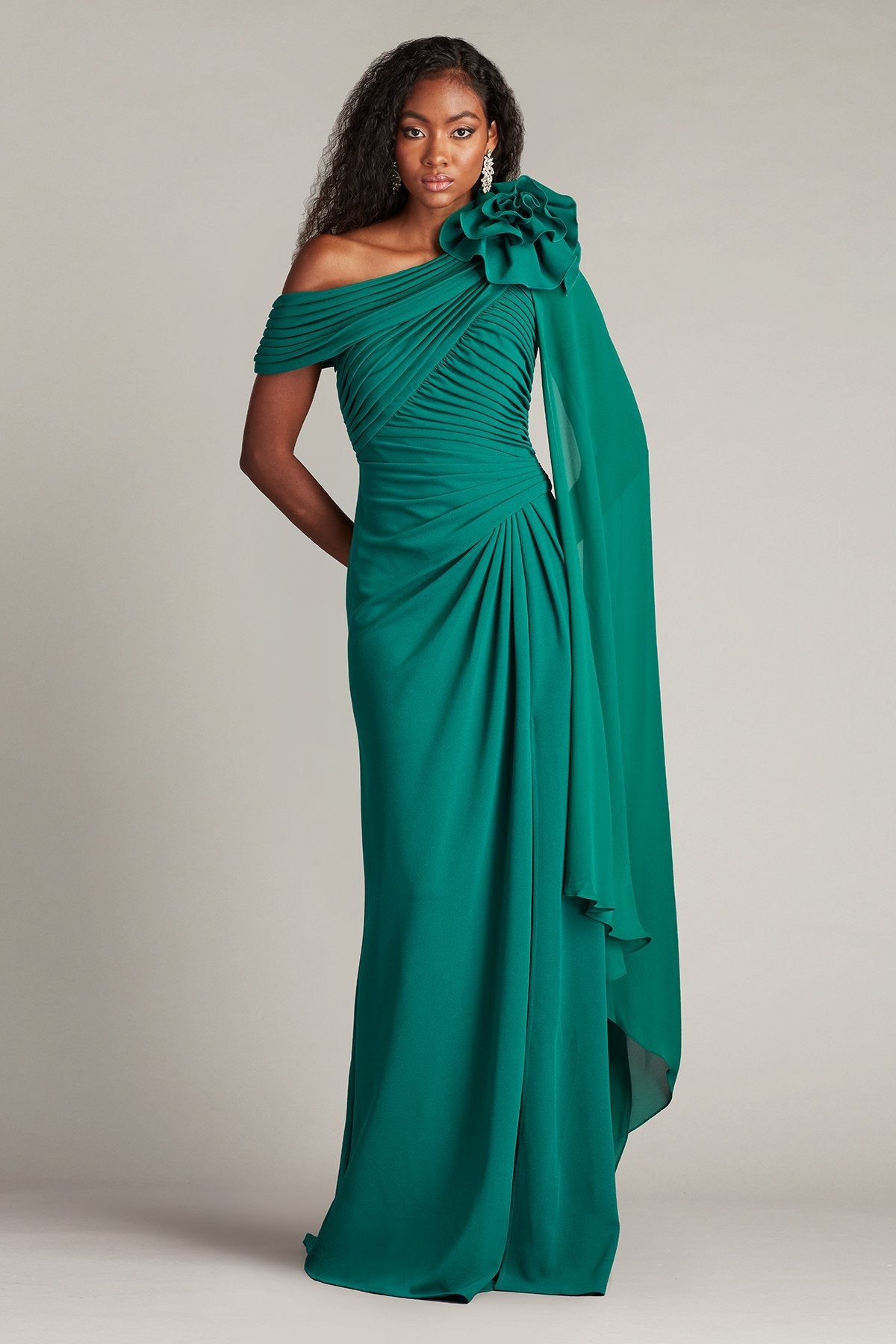 Prom Dresses Long Formal Pleated Prom Slit Dress Emerald
