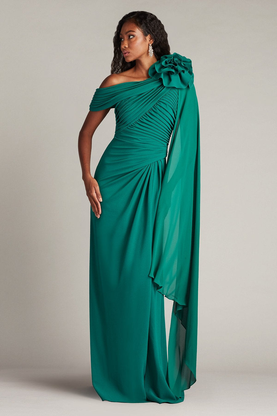 Prom Dresses Long Formal Pleated Prom Slit Dress Emerald