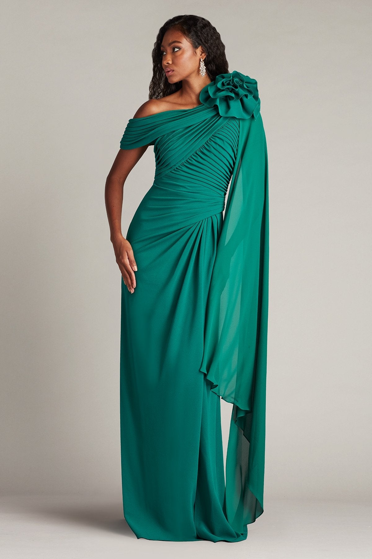 Prom Dresses Long Formal Pleated Prom Slit Dress Emerald