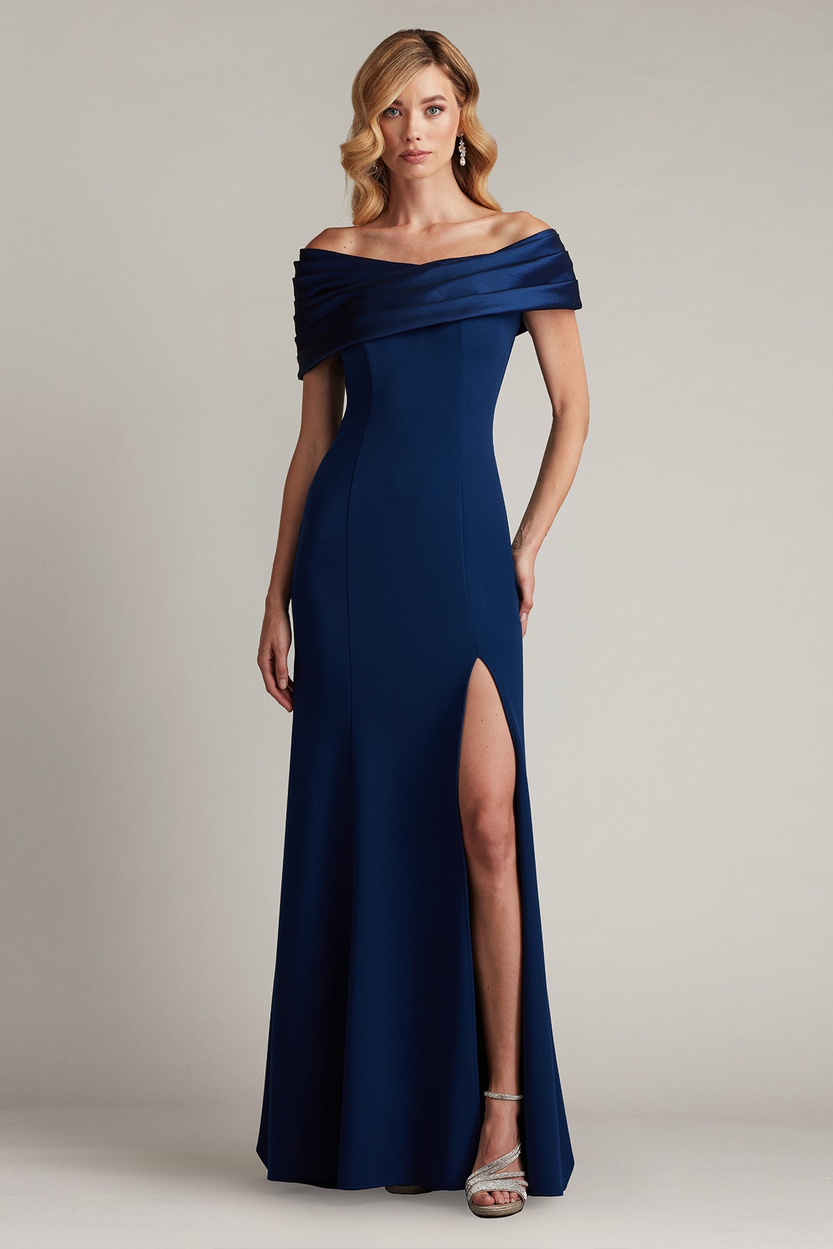Prom Dresses Fitted Long Slit Formal Prom Dress Navy