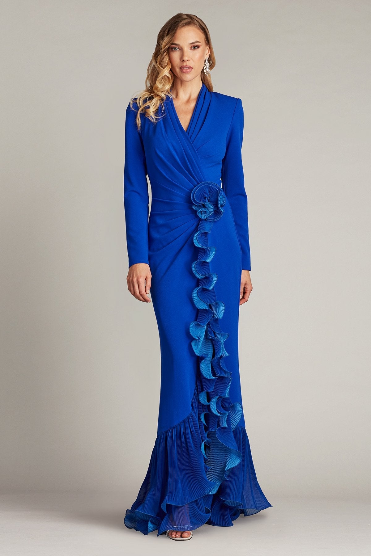 Formal Dresses Long Formal Evening Pleated Ruffle Dress Mystic Blue