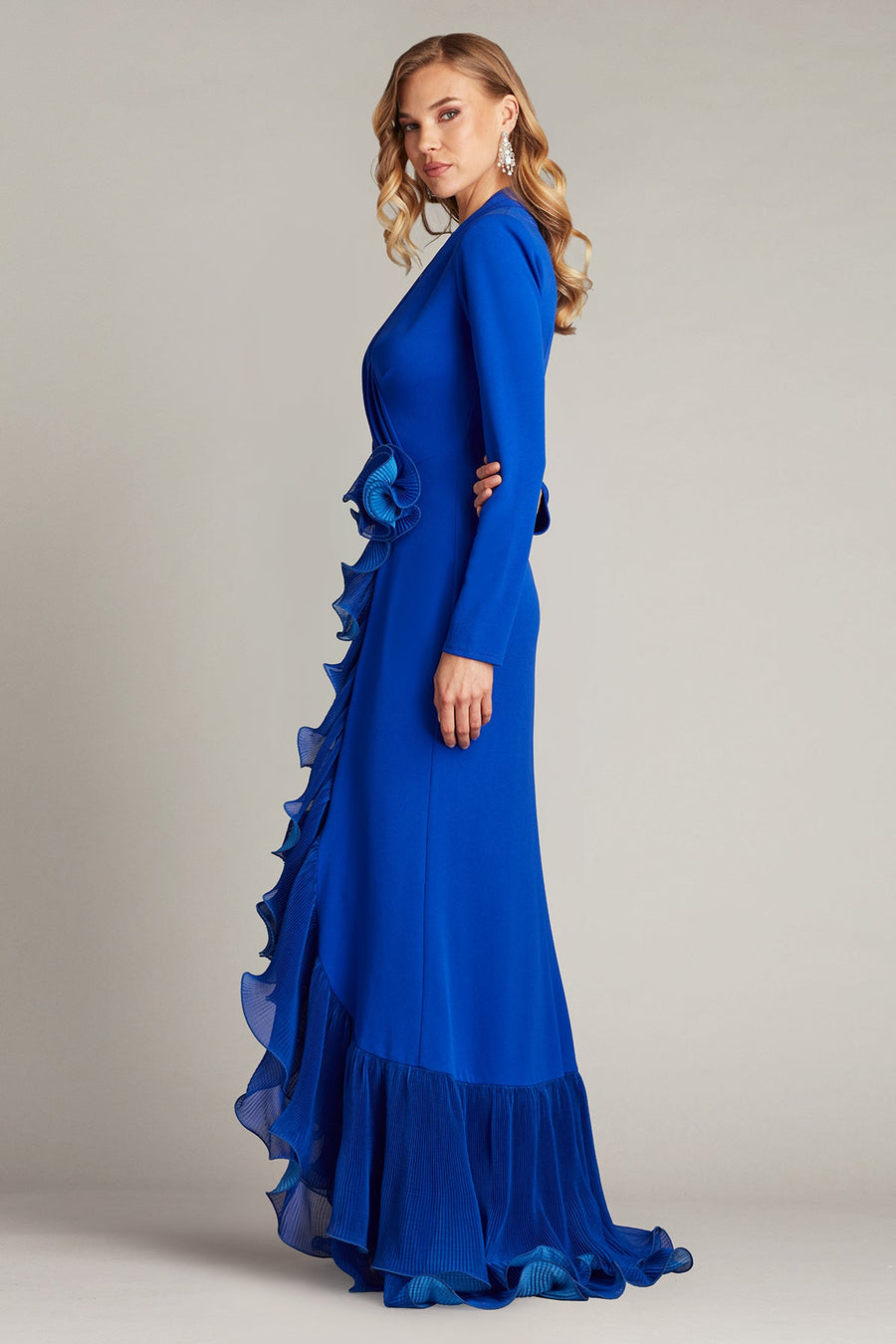 Formal Dresses Long Formal Evening Pleated Ruffle Dress Mystic Blue