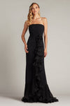 Prom Dresses Formal Long Slit Prom Ruffle Dress Black