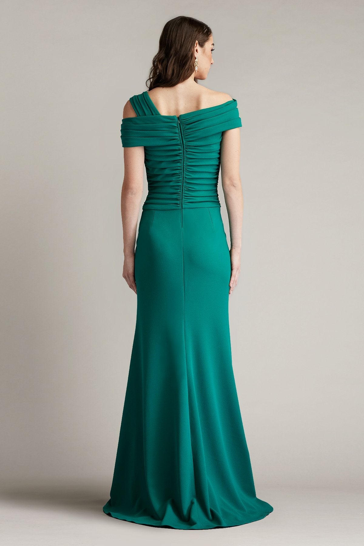 Prom Dresses Fitted Long Formal Pleated Slit Prom Dress Emerald