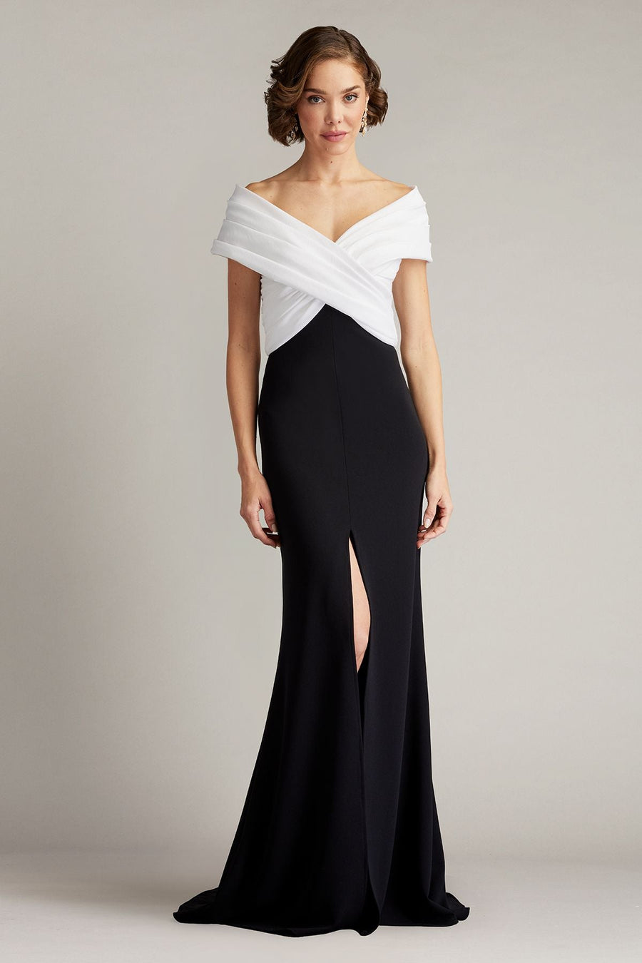 Prom Dresses Prom Long Pleated Formal Slit Dress Ivory Black