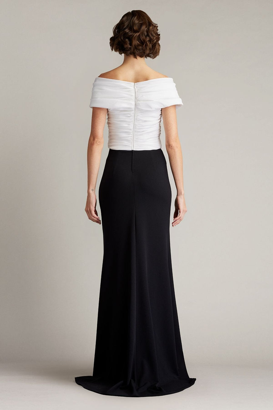 Prom Dresses Prom Long Pleated Formal Slit Dress Ivory Black