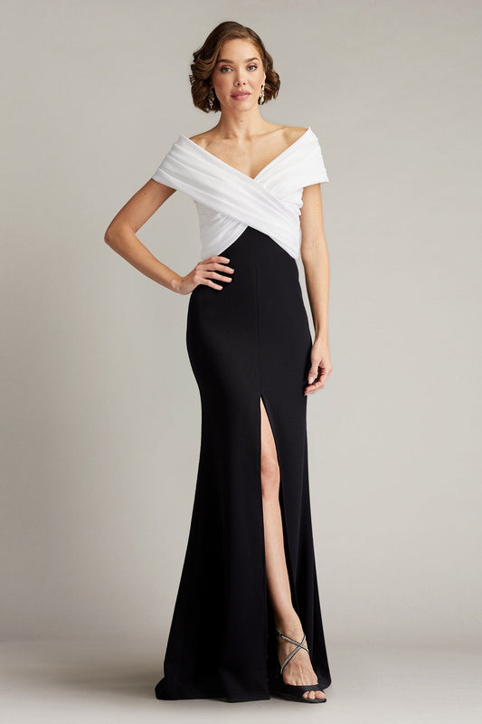 Prom Dresses Prom Long Pleated Formal Slit Dress Ivory Black