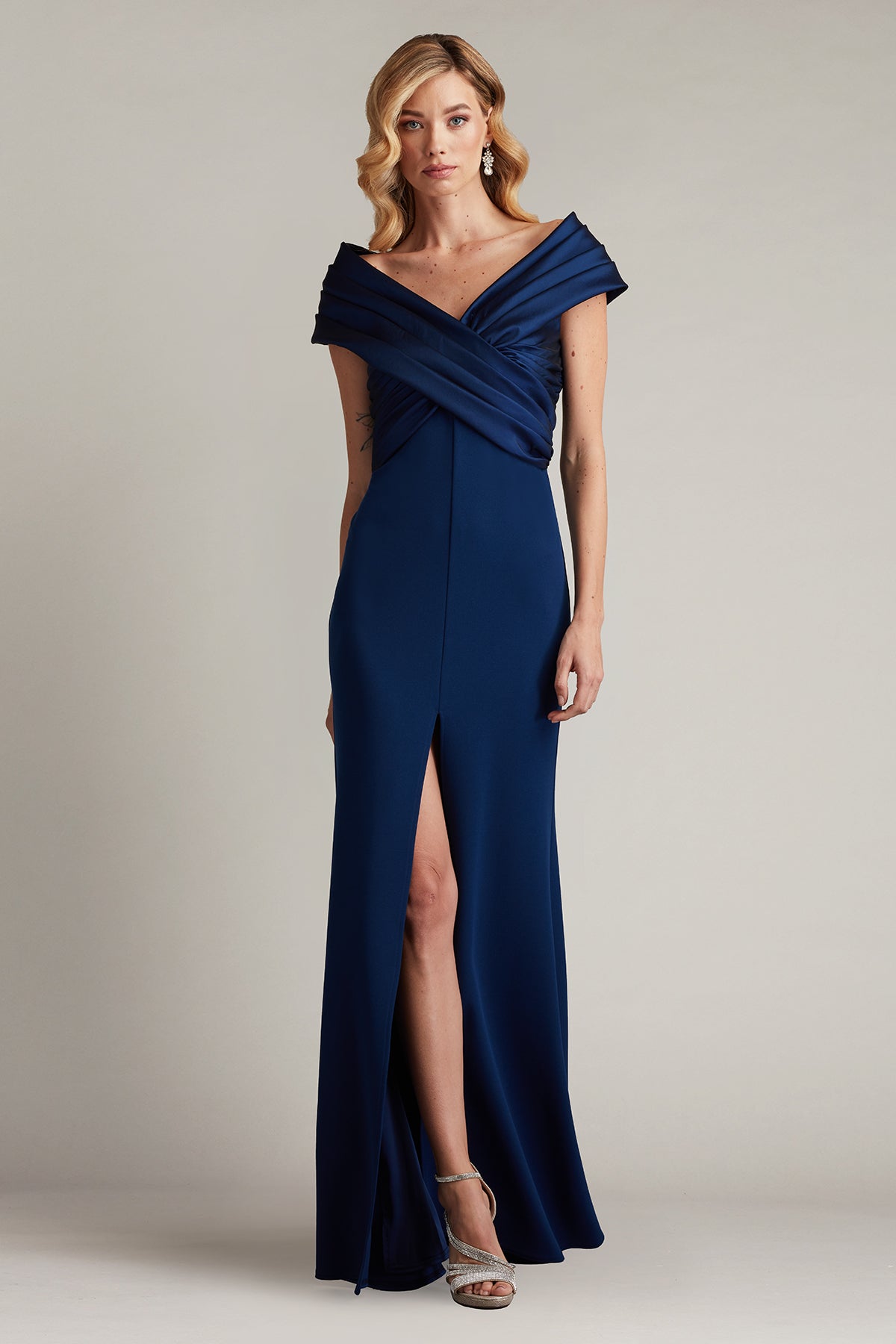 Prom Dresses Prom Long Pleated Formal Slit Dress Navy