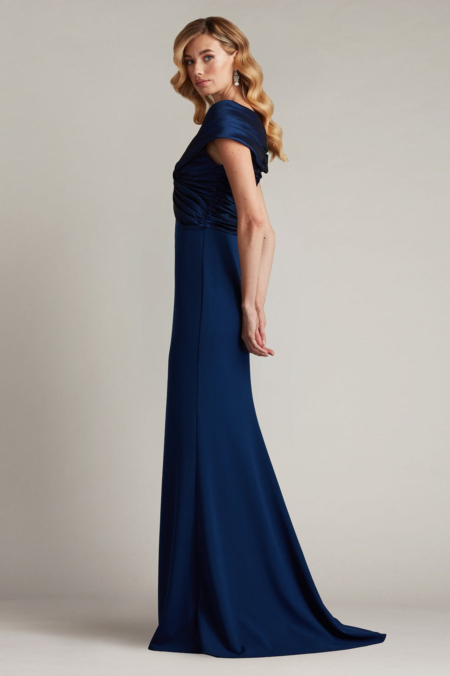 Prom Dresses Prom Long Pleated Formal Slit Dress Navy