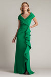 Prom Dresses Pleated Long Ruffle Slit Prom Dress Green Leaf