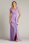 Prom Dresses Pleated Long Ruffle Slit Prom Dress Purple Haze