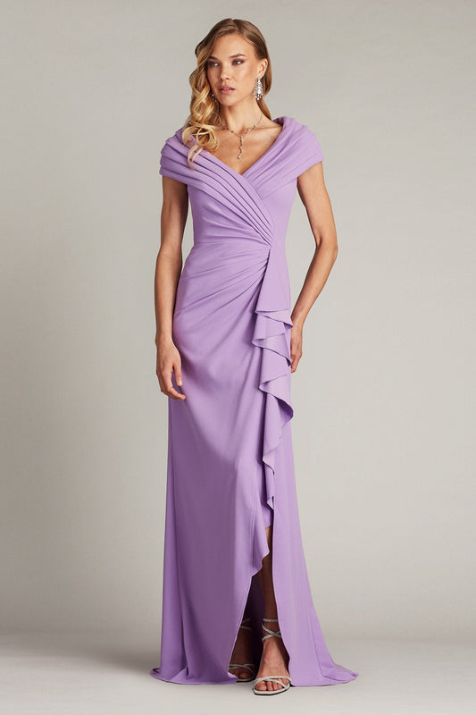 Prom Dresses Pleated Long Ruffle Slit Prom Dress Purple Haze
