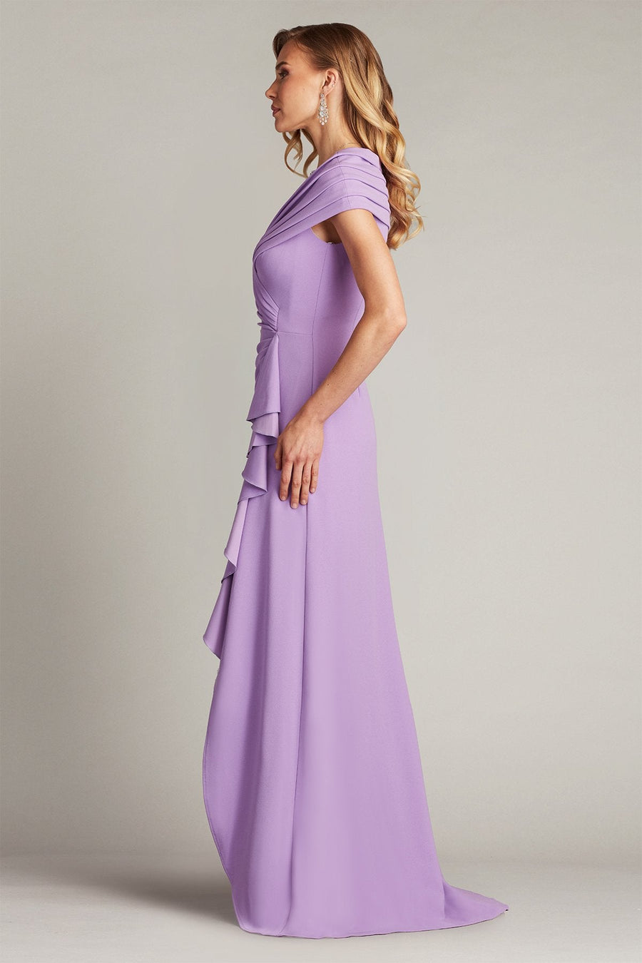 Prom Dresses Pleated Long Ruffle Slit Prom Dress Purple Haze