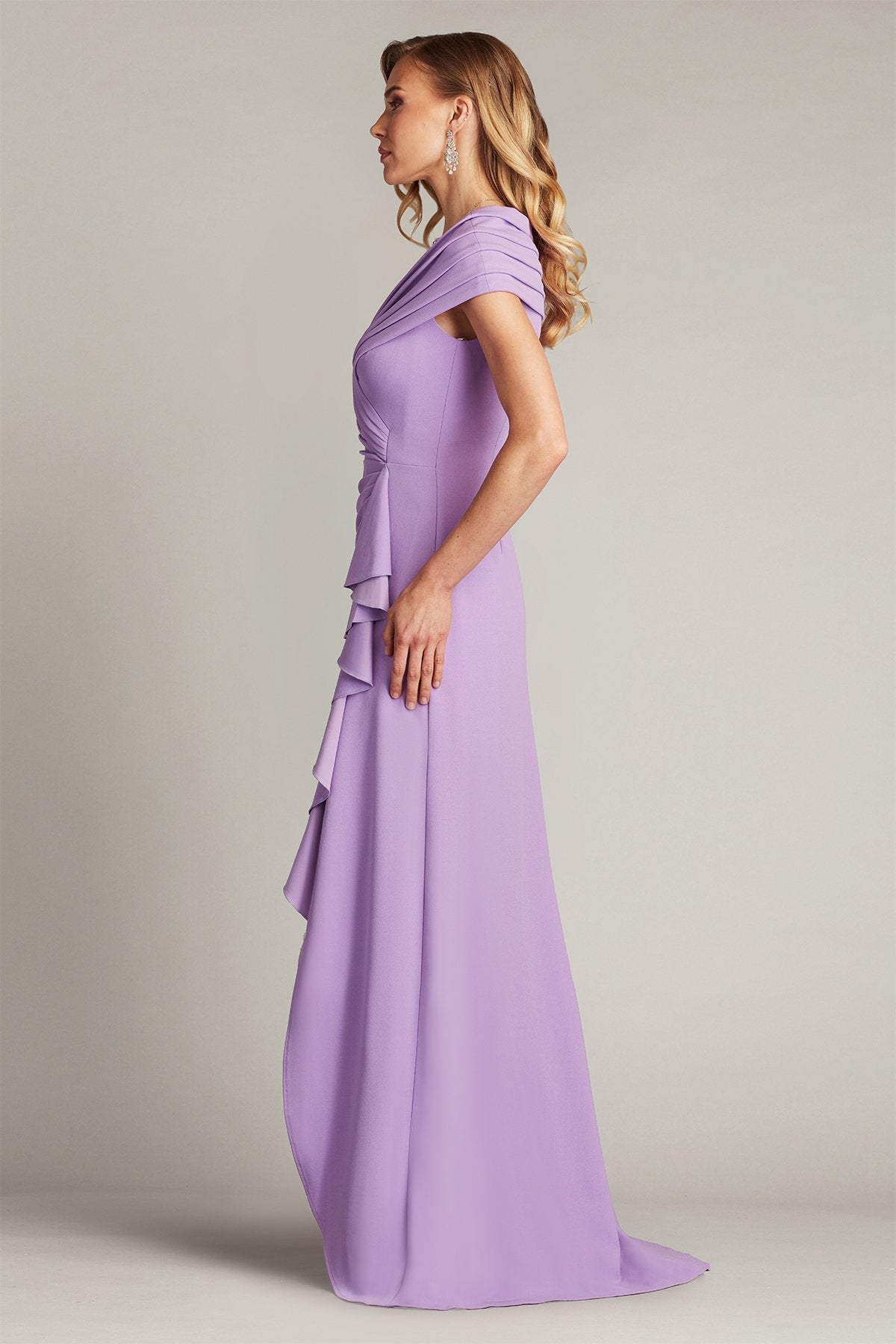 Prom Dresses Pleated Long Ruffle Slit Prom Dress Purple Haze