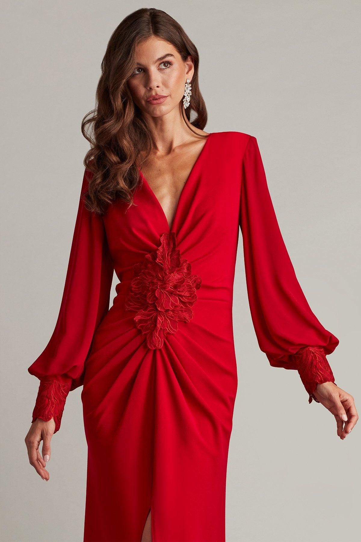 Formal Dresses Long 3D Applique Formal Evening Dress Cranberry