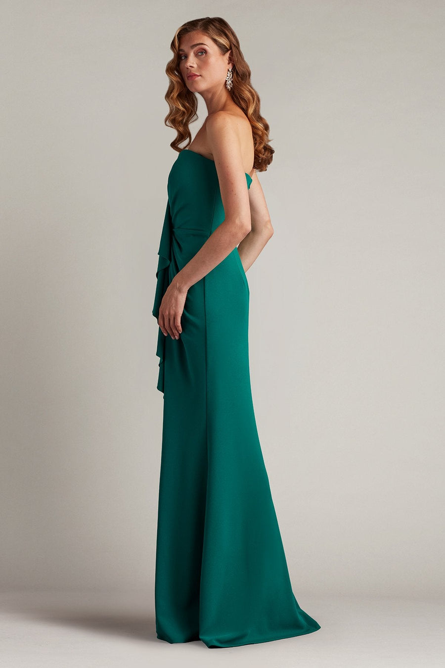 Prom Dresses Pleated Long Formal Prom Ruffle Dress Emerald
