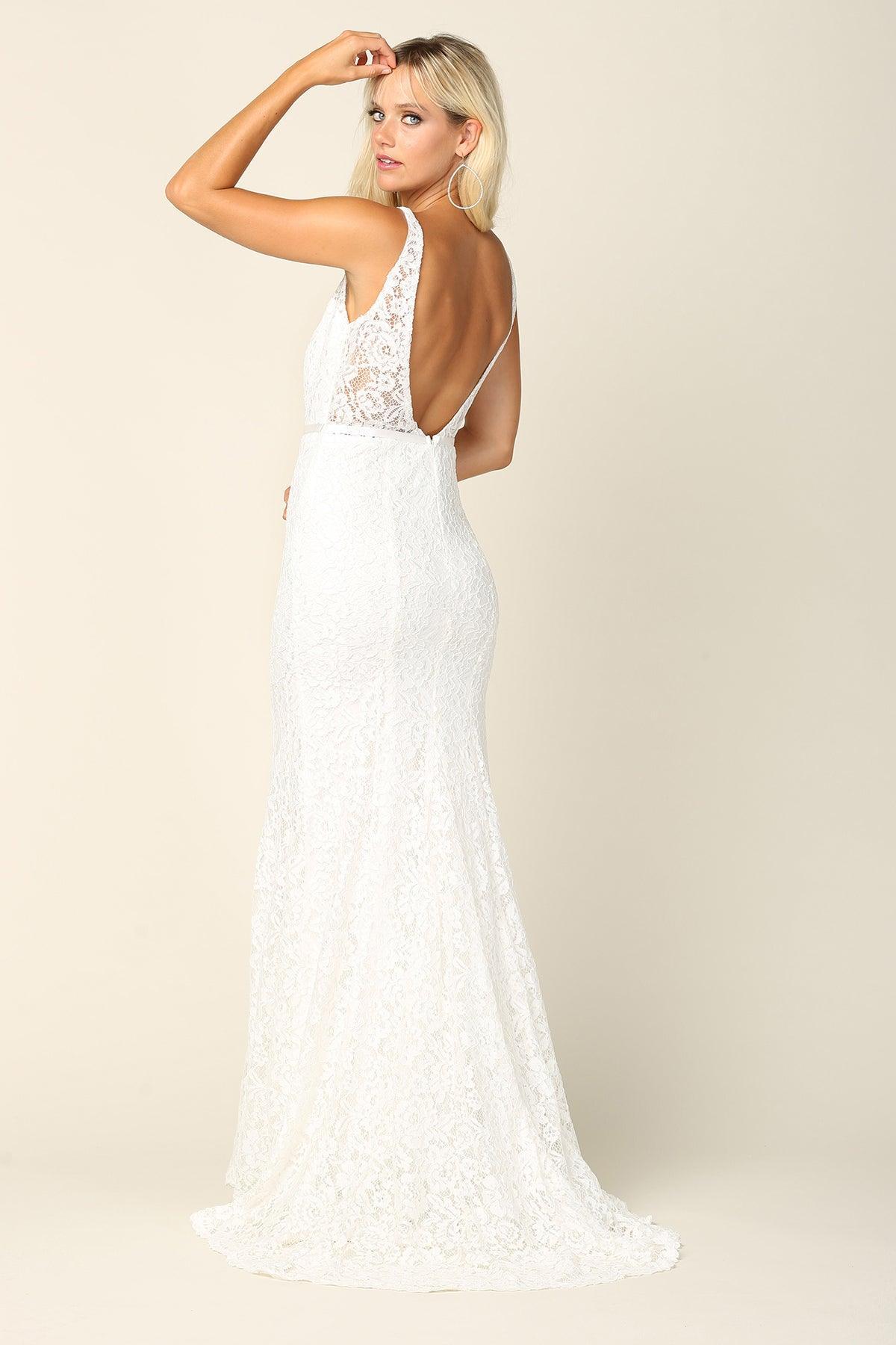 Bridal Long Sleeveless Lace Wedding Dress Sale - The Dress Outlet