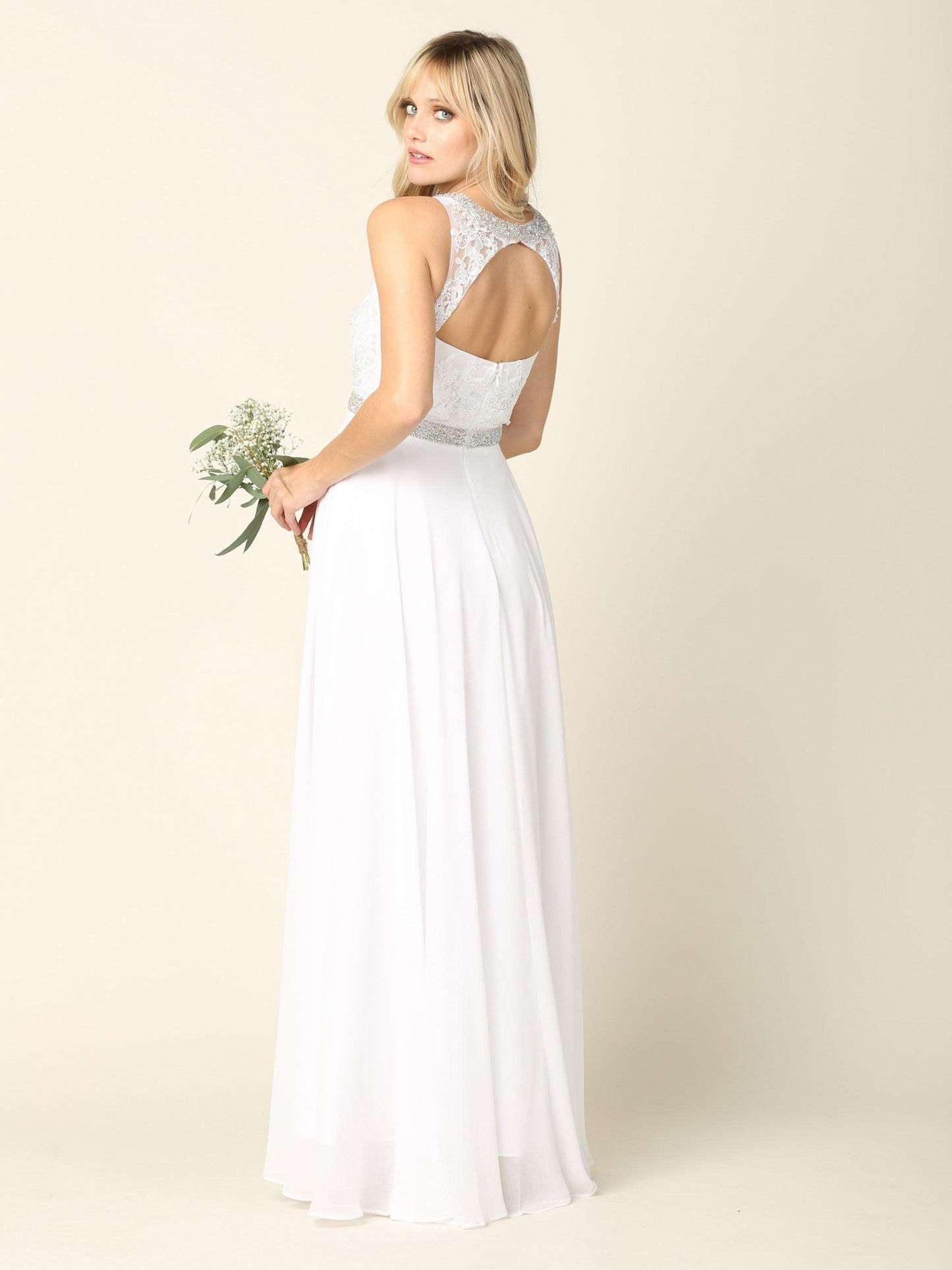 Bridal Long Sleeveless Wedding Dress - The Dress Outlet