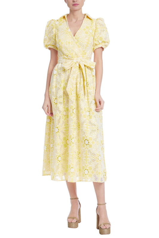 Cocktail Dresses Short Collared Cocktail Dress Yellow White