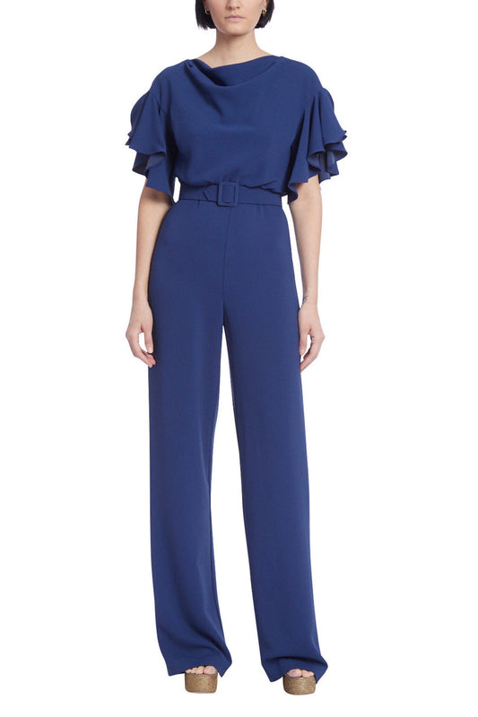 Jumpsuit Long Formal Belted Jumpsuit Navy