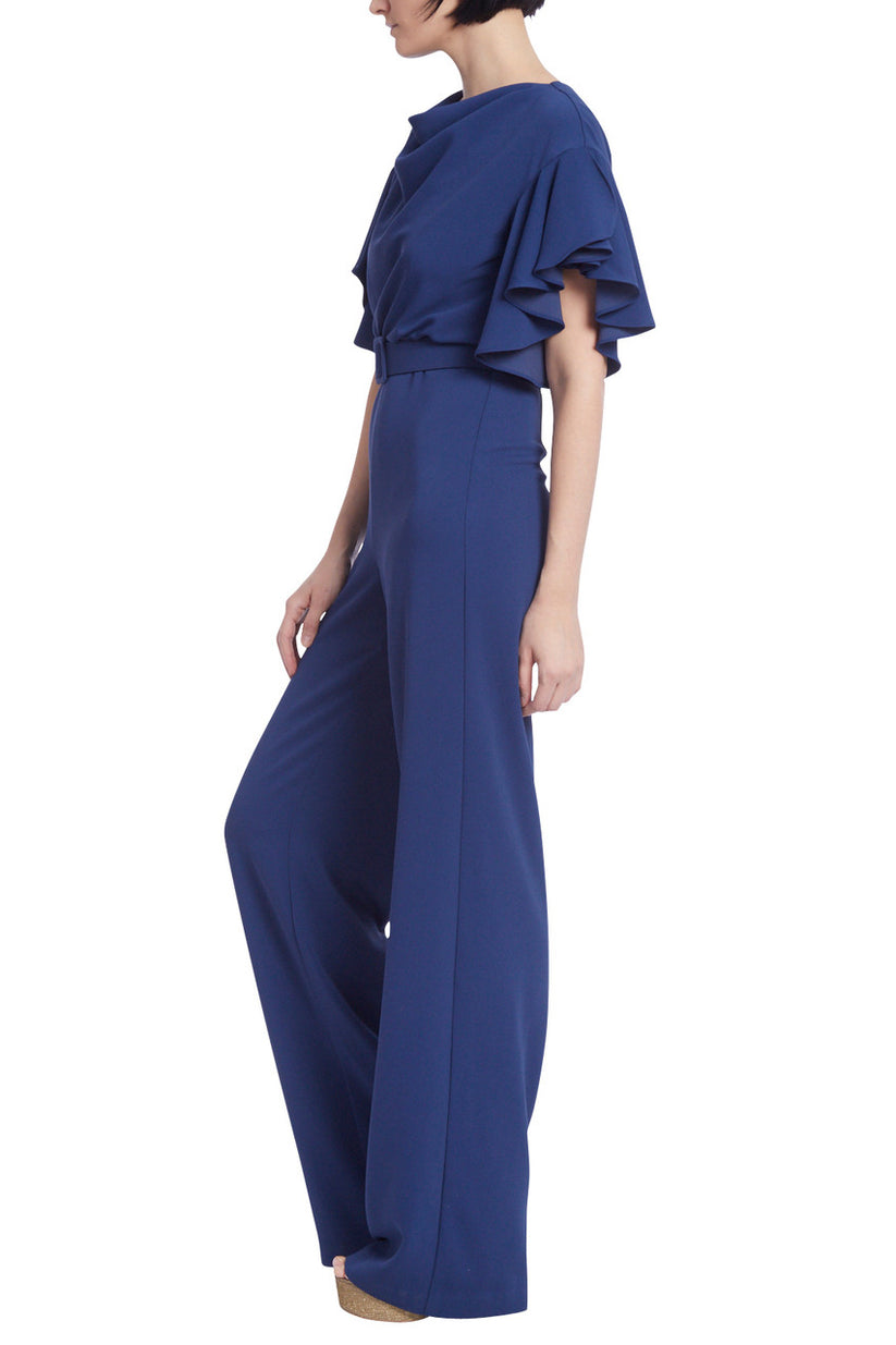 Jumpsuit Long Formal Belted Jumpsuit Navy