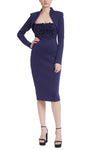 Cocktail Dresses Long Sleeve Knee Length Cocktail Jacket Dress Marine