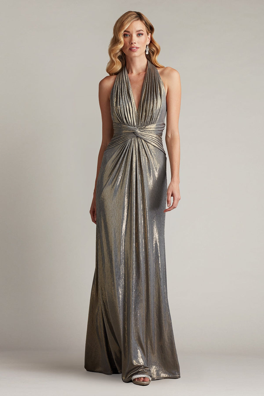 Prom Dresses Prom Long Pleated Formal Metallic Dress Smoke Pearl