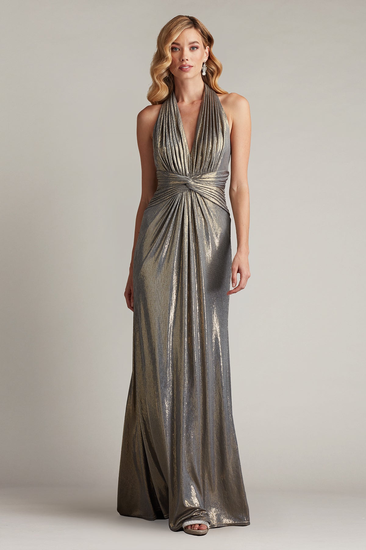 Prom Dresses Prom Long Pleated Formal Metallic Dress Smoke Pearl