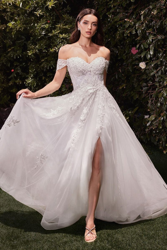 Wedding Dresses Long A Line Lace Wedding Dress Off White