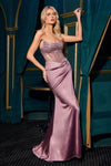 Prom Dresses Long Fitted Slit Prom Corset Formal Dress English Violet