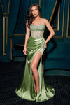Prom Dresses Long Fitted Slit Prom Corset Formal Dress Greenery