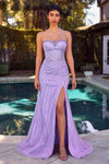 Prom Dresses Prom Long Formal Beaded Slit Evening Gown Lavender