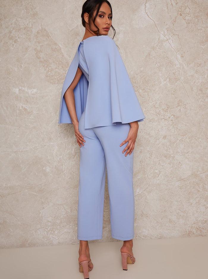 Cape Detail Formal Jumpsuit  Size 8 - The Dress Outlet