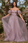 Prom Dresses Long Ball Gown Layered Formal Floral Prom Dress Mauve