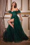 Prom Dresses Long Ball Gown Layered Formal Floral Prom Dress Emerald