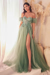 Prom Dresses Long Ball Gown Layered Formal Floral Prom Dress Sage