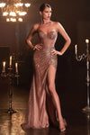 Prom Dresses Fitted Long Glitter Prom Formal Dress Rose Gold