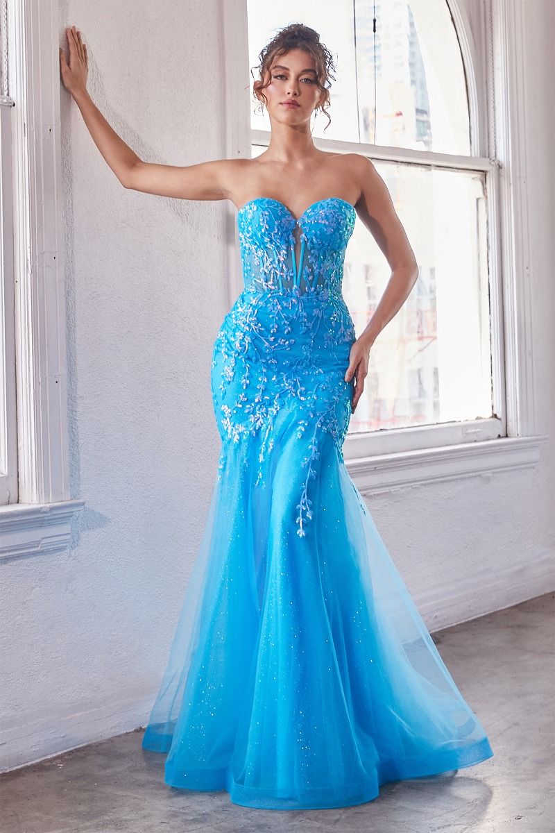 Prom Dresses Long Sequin Mermaid Formal Coset Prom Gown Ocean Blue