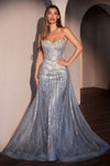 Prom Dresses Long Layered Overskirt Formal Prom Dress Smoky Blue